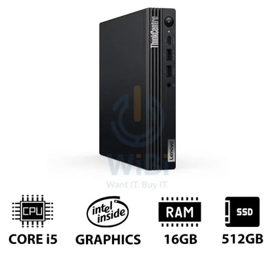 Lenovo ThinkCentre M70q Gen 5 Tiny - i5 / 16GB / 512GB (NVMe M.2 SSD) / DOS (Without OS) / 1YW - Desktop Desktop &