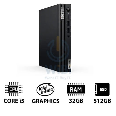 Lenovo ThinkCentre M70q Gen 5 Tiny - i5 / 32GB / 512GB (NVMe M.2 SSD) / DOS (Without OS) / 1YW - Desktop Desktop &