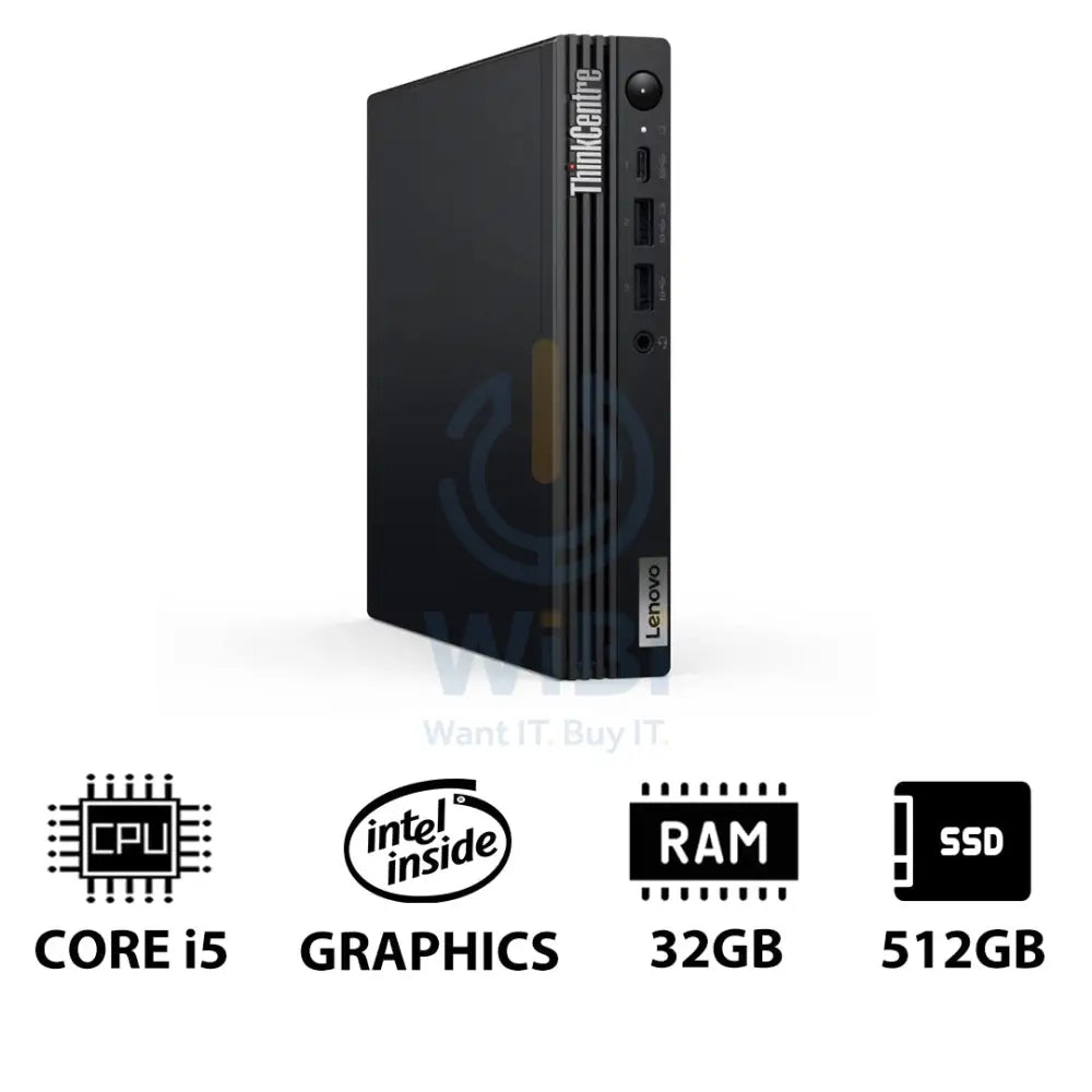 Lenovo ThinkCentre M70q Gen 5 Tiny - i5 / 32GB / 512GB (NVMe M.2 SSD) / Win 11 Pro / 1YW - Desktop Desktop & All-In-One
