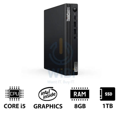 Lenovo ThinkCentre M70q Gen 5 Tiny - i5 / 8GB / 1TB (NVMe M.2 SSD) / DOS (Without OS) / 1YW - Desktop Desktop &