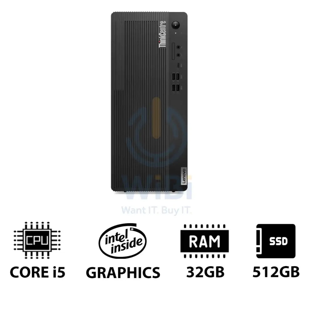 لينوفو ثينك سنتر M70t الجيل 5 - آي 5 / 32 جيجابايت / 512 جيجابايت (NVMe م.2 إس إس دي) / دوس (بدون نظام تشغيل) NVMe م.2 إس إس دي) / دوس (بدون نظام تشغيل) / ضمان سنة - كمبيوتر مكتبي كمبيوتر مكتبي  و