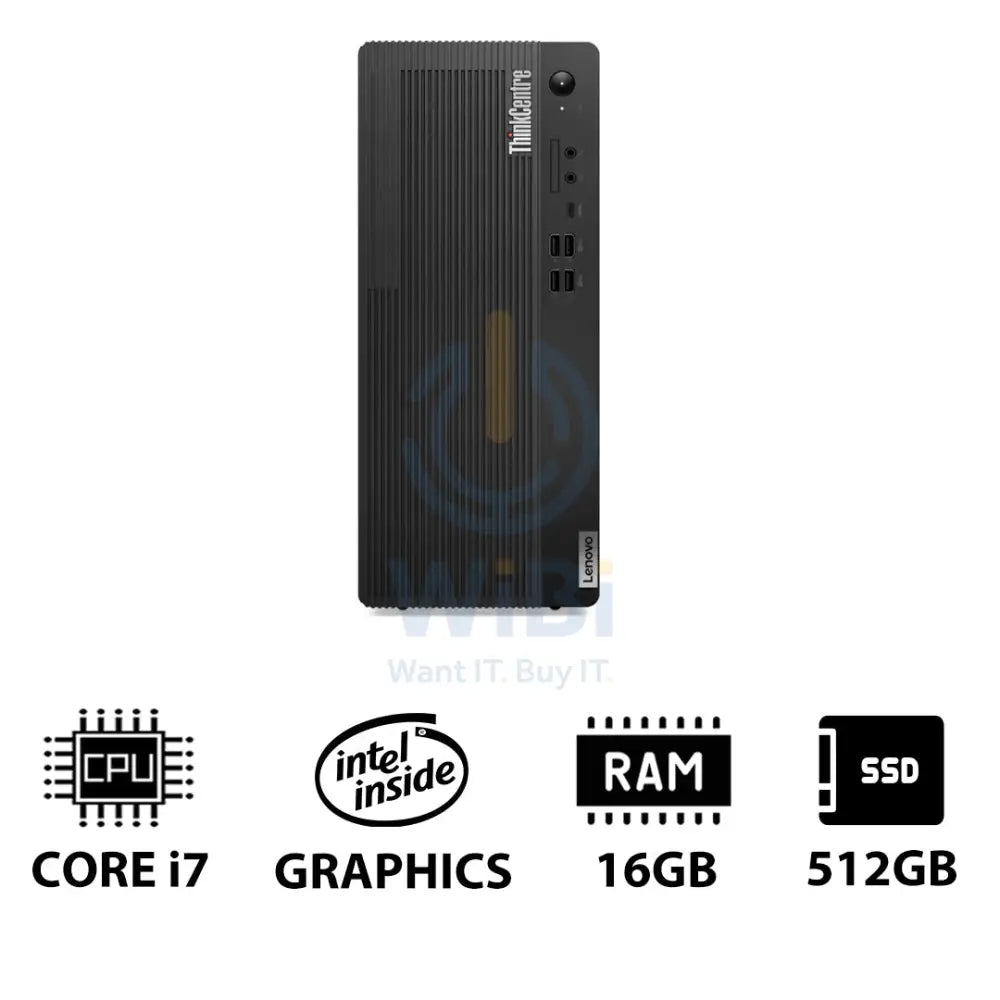 Lenovo ThinkCentre M70t Gen 5 - i7 / 16GB / 512GB (NVMe M.2 SSD) / DOS (Without OS) / 1YW - Desktop Desktop &
