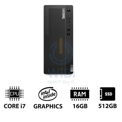 Lenovo ThinkCentre M70t Gen 5 - i7 / 16GB / 512GB (NVMe M.2 SSD) / Win 11 Pro / 1YW - Desktop Desktop & All-In-One PCs