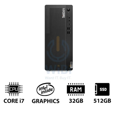 Lenovo ThinkCentre M70t Gen 5 - i7 / 32GB / 512GB (NVMe M.2 SSD) / Win 11 Pro / 1YW - Desktop Desktop & All-In-One PCs