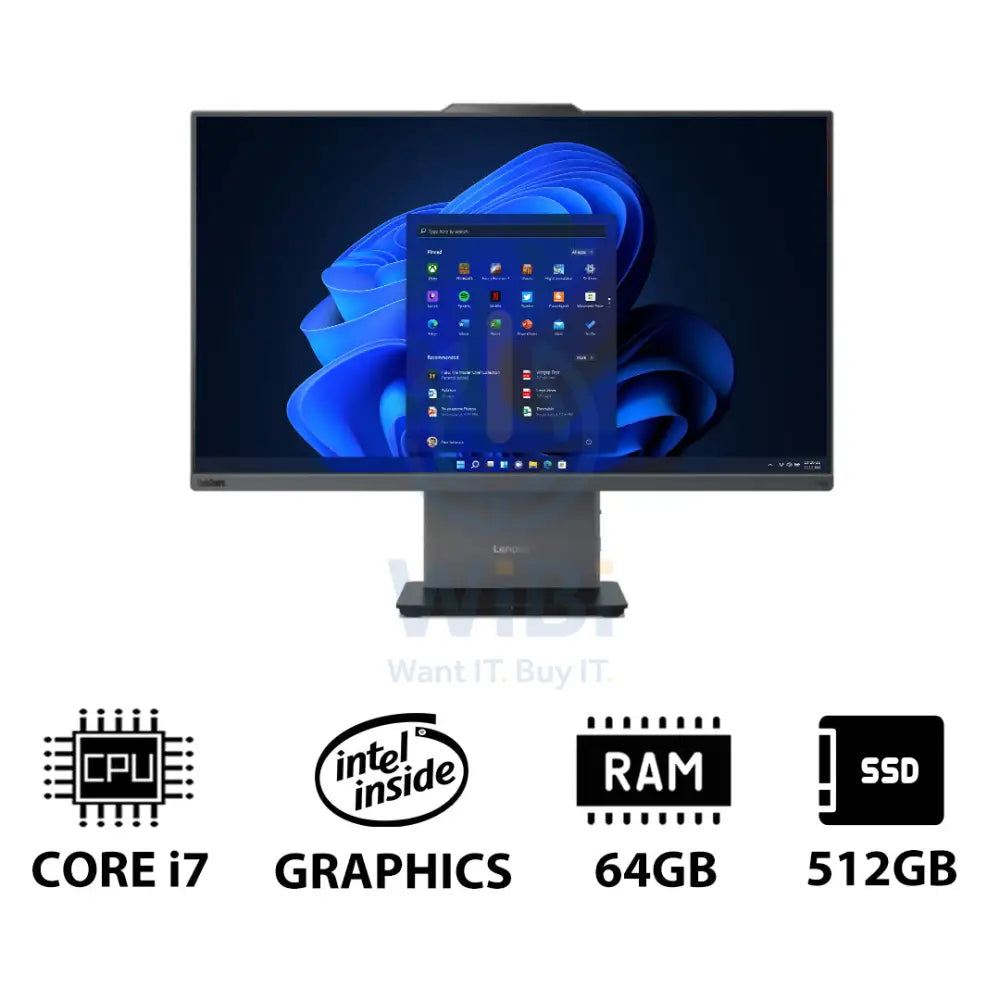 Lenovo ThinkCentre neo 50a 27 Gen 5 AIO PC - i7 / 64GB / 512GB (NVMe M.2 SSD) / 27’’ FHD Non-Touch / Win 11 Pro / 1YW