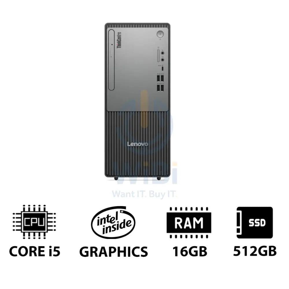 Lenovo ThinkCentre neo 50t Gen 5 - i5 / 16GB / 512GB (NVMe M.2 SSD) / Win 11 Pro / 1YW / Black - Desktop Desktop &