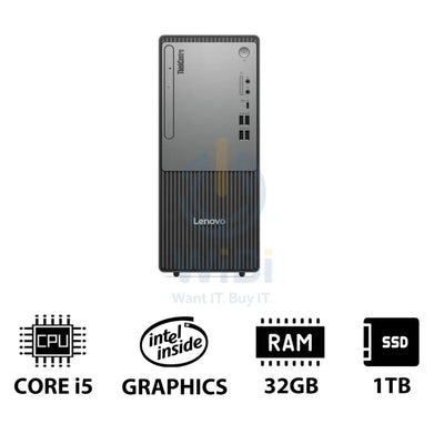 Lenovo ThinkCentre neo 50t Gen 5 - i5 / 32GB / 1TB (NVMe M.2 SSD) / Win 11 Pro / 1YW / Black - Desktop Desktop &