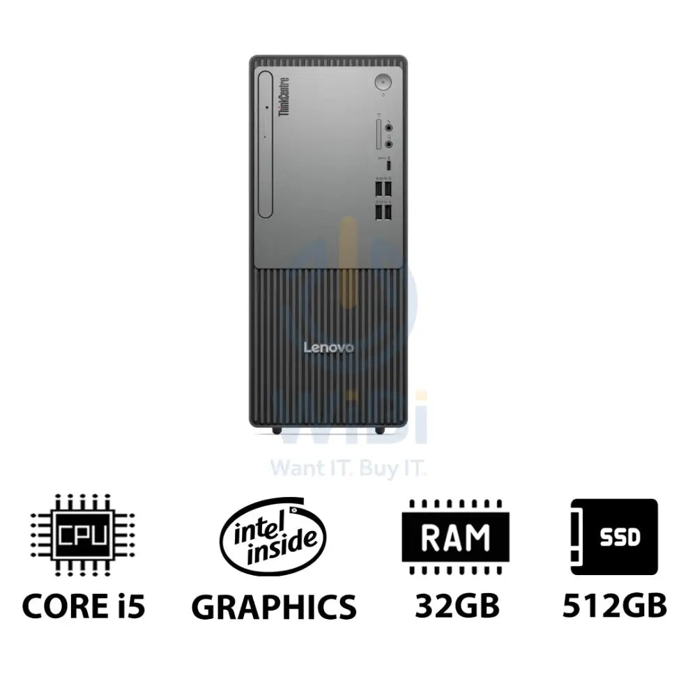 Lenovo ThinkCentre neo 50t Gen 5 - i5 / 32GB / 512GB (NVMe M.2 SSD) / Win 11 Pro / 1YW / Black - Desktop Desktop &