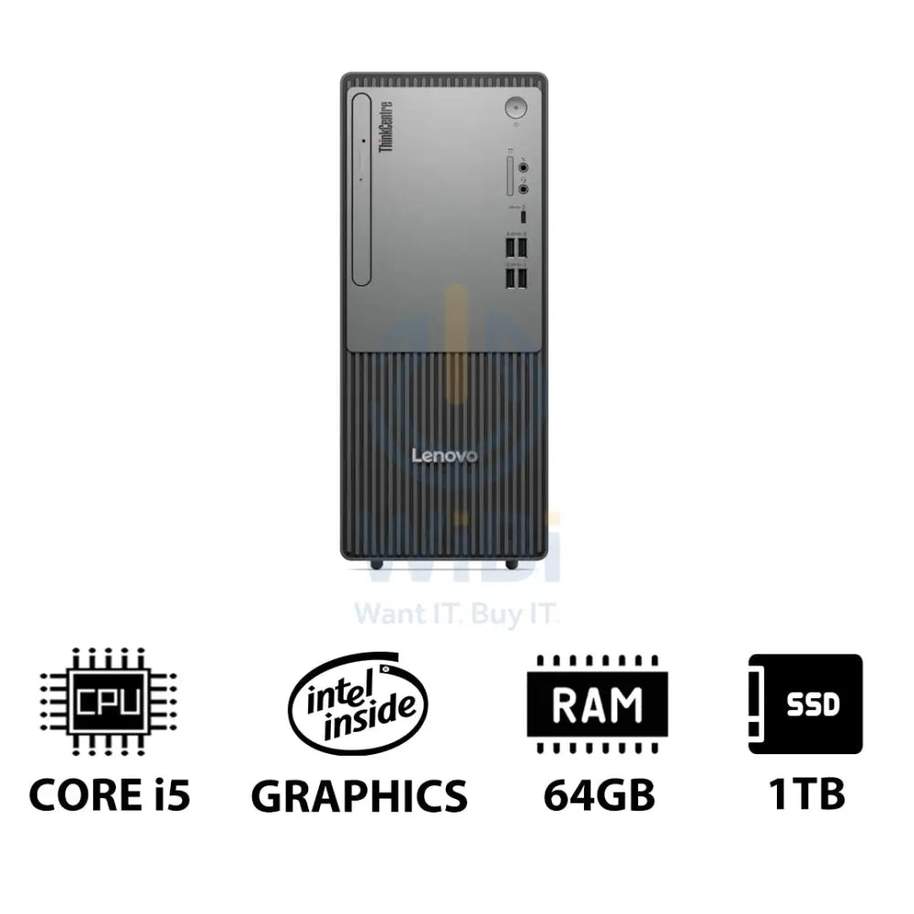 Lenovo ThinkCentre neo 50t Gen 5 - i5 / 64GB / 1TB (NVMe M.2 SSD) / DOS (Without OS) / 1YW / Black - Desktop Desktop &