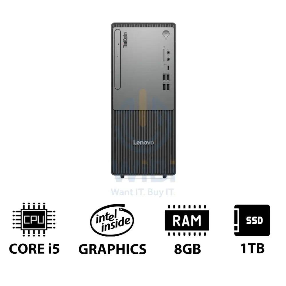 Lenovo ThinkCentre neo 50t Gen 5 - i5 / 8GB / 1TB (NVMe M.2 SSD) / DOS (Without OS) / 1YW / Black - Desktop Desktop &