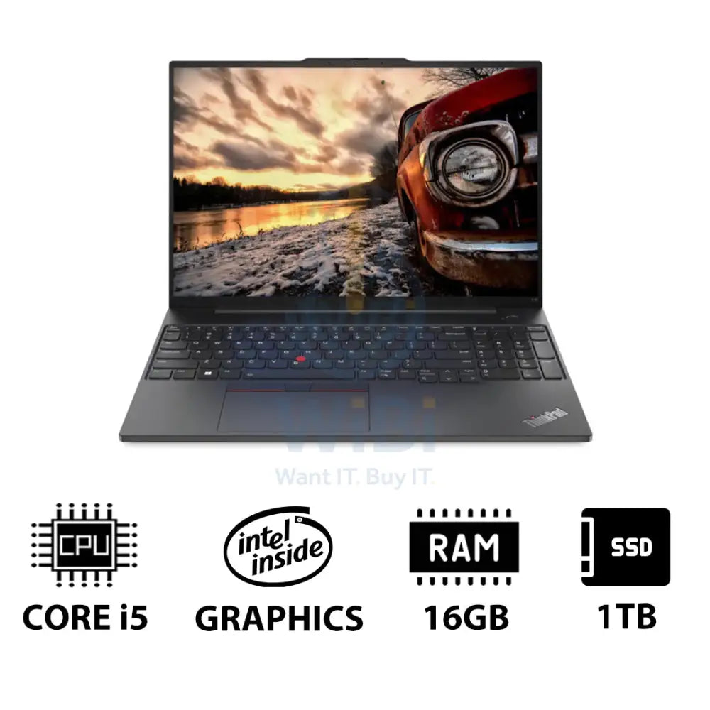 Lenovo ThinkPad E16 Gen 1 - 16.0’’ WUXGA / i5 / 16GB / 1TB (NVMe M.2 SSD) / DOS (Without OS) / Arabic/English / 1YW