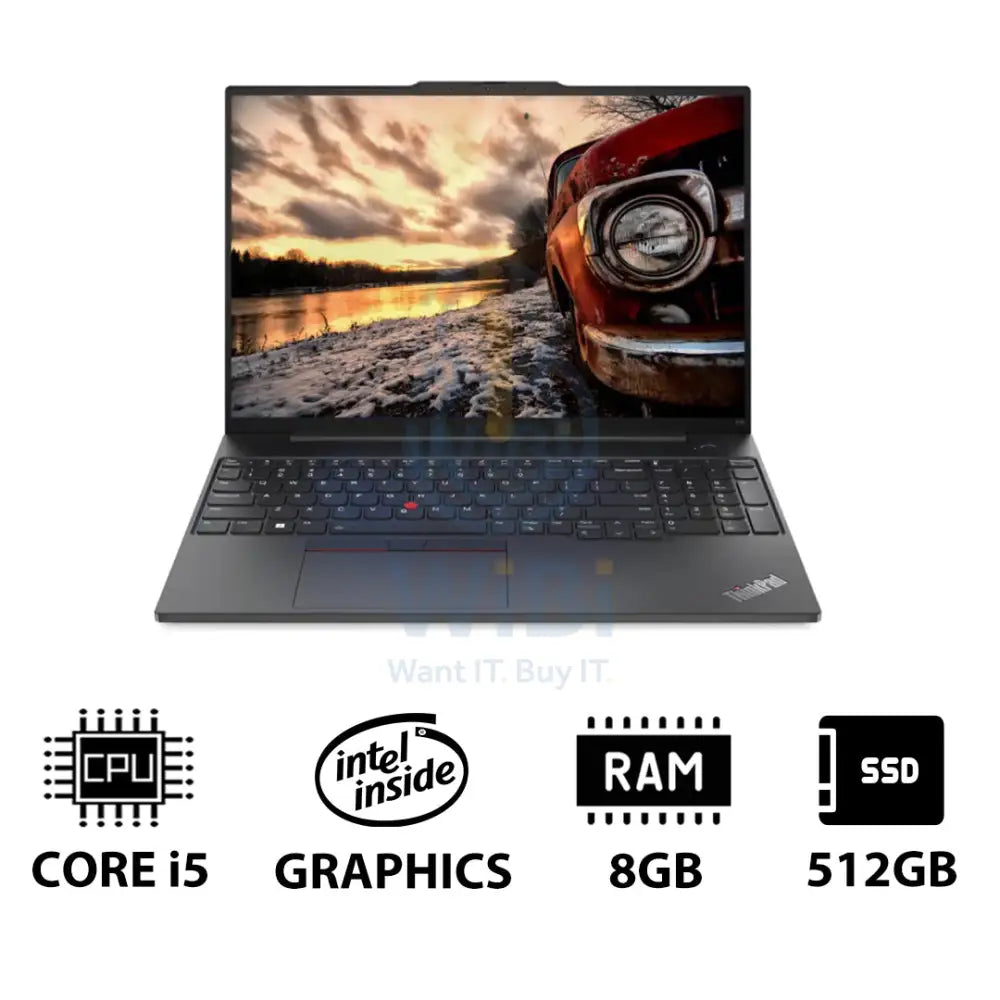 Lenovo ThinkPad E16 Gen 1 - 16.0’’ WUXGA / i5 / 8GB / 512GB (NVMe M.2 SSD) / DOS (Without OS) / Arabic/English / 1YW