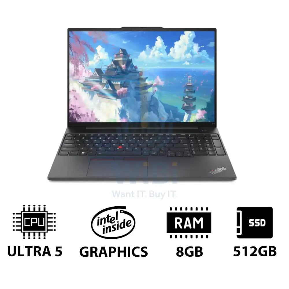 Lenovo ThinkPad E16 Gen 2 - 16.0’’ WUXGA / Ultra 5 125U / 8GB / 512GB (NVMe M.2 SSD) / DOS (Without OS) / 1YW
