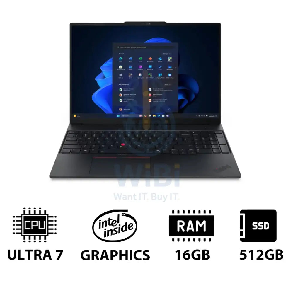 Lenovo ThinkPad E16 Gen 3 AI PC - 16.0’’ WUXGA / Ultra 7 255H / 16GB / 512GB (NVMe M.2 SSD) / Arc 140T GPU / Win 11 Pro