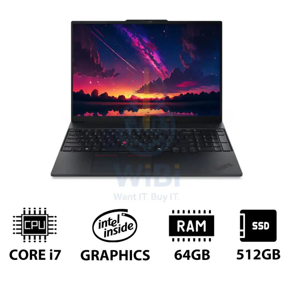 Lenovo ThinkPad E16 Gen 3 AI PC - 16.0’’ WUXGA / Ultra 7 255H / 64GB / 512GB (NVMe M.2 SSD) / Arc 140T GPU / DOS
