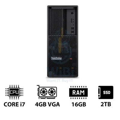 Lenovo ThinkStation P3 Tower - i7-14700 2.1GHz / 20-Cores / 16GB / 2TB (NVMe M.2 SSD) / NVIDIA T400 4GB VGA / Win 11