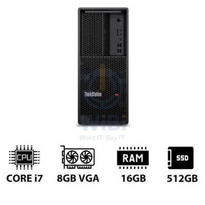 Lenovo ThinkStation P3 Tower - i7-14700 2.1GHz / 20-Cores / 16GB / 512GB (NVMe M.2 SSD) / NVIDIA T1000 8GB VGA / Win 11