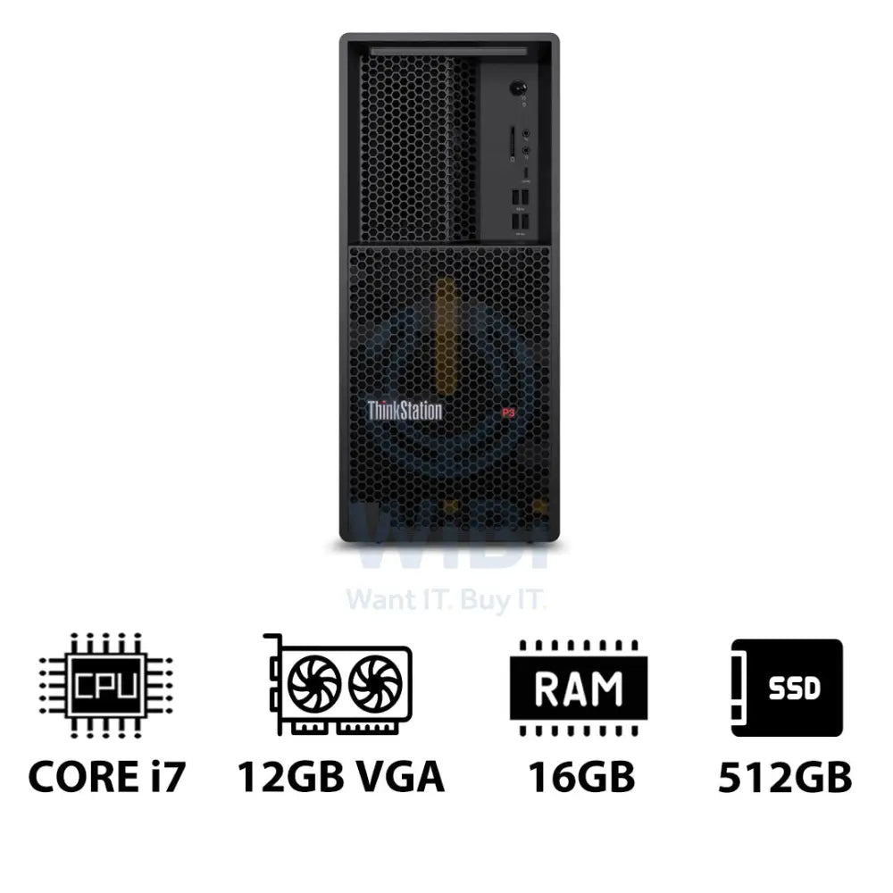 لينوفو ثنك ستيشن برج P3 - آي 7 2.1 جيجا هرتز / 20 نواة / 16 جيجابايت / 512 جيجابايت (NVMe م.2 إس إس دي) / RTX A2000 12 جيجابايت في جي إيه / ويندوز 11