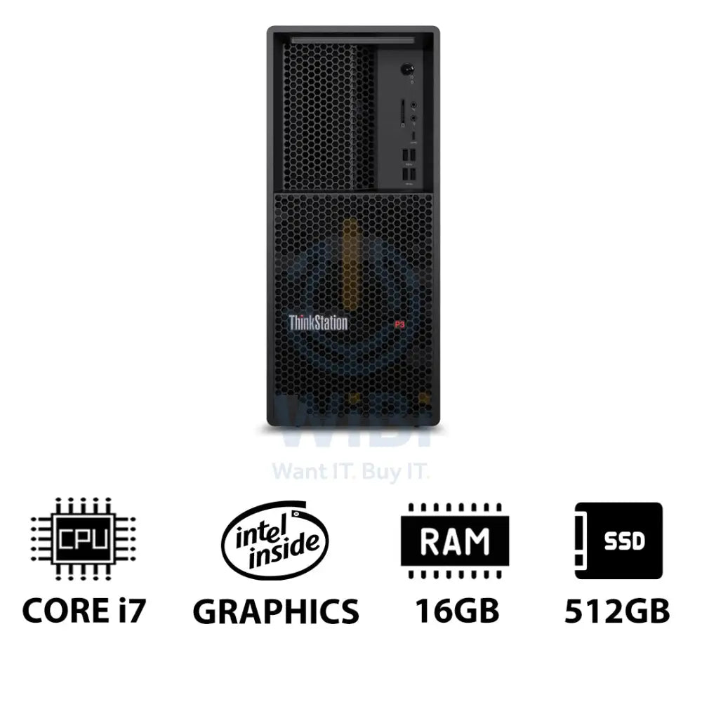 لينوفو ثنك ستيشن برج P3 - آي 7 2.1 جيجا هرتز / 20 نواة / 16 جيجابايت / 512 جيجابايت (NVMe م.2 إس إس دي) / ويندوز 11 برو / ضمان ثلاث سنوات