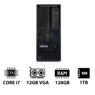 Lenovo ThinkStation P3 Tower - i7-14700K 3.4GHz / 20-Cores / 128GB / 1TB (NVMe M.2 SSD) / RTX A2000 12GB VGA / Win 11