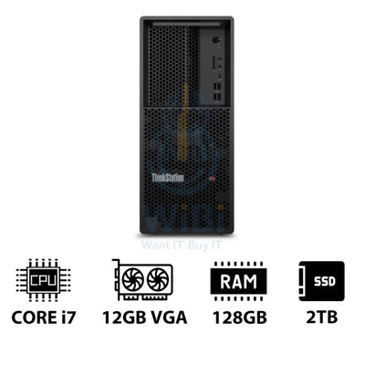 Lenovo ThinkStation P3 Tower - i7-14700K 3.4GHz / 20-Cores / 128GB / 2TB (NVMe M.2 SSD) / RTX A2000 12GB VGA / Win 11