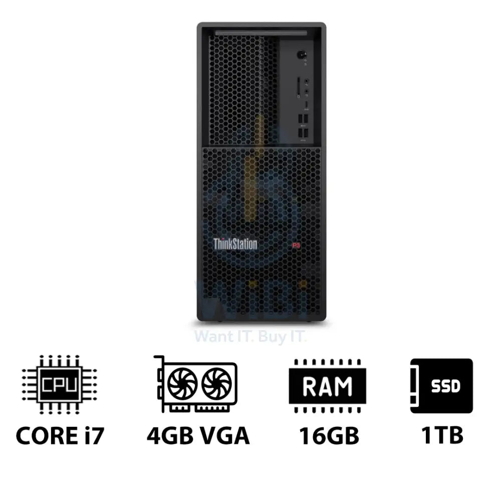 Lenovo ThinkStation P3 Tower - i7-14700K 3.4GHz / 20-Cores / 16GB / 1TB (NVMe M.2 SSD) / NVIDIA T400 4GB VGA / Win 11