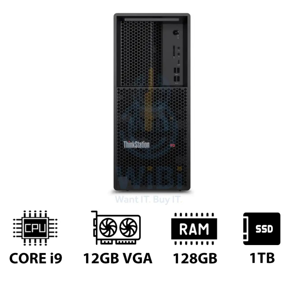 Lenovo ThinkStation P3 Tower - i9-14900K 3.2GHz / 24-Cores / 128GB / 1TB (NVMe M.2 SSD) / RTX A2000 12GB VGA / Win 11