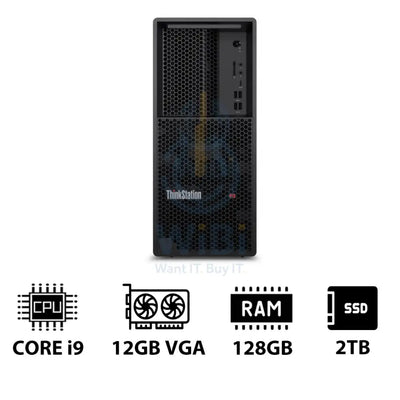Lenovo ThinkStation P3 Tower - i9-14900K 3.2GHz / 24-Cores / 128GB / 2TB (NVMe M.2 SSD) / RTX A2000 12GB VGA / Win 11