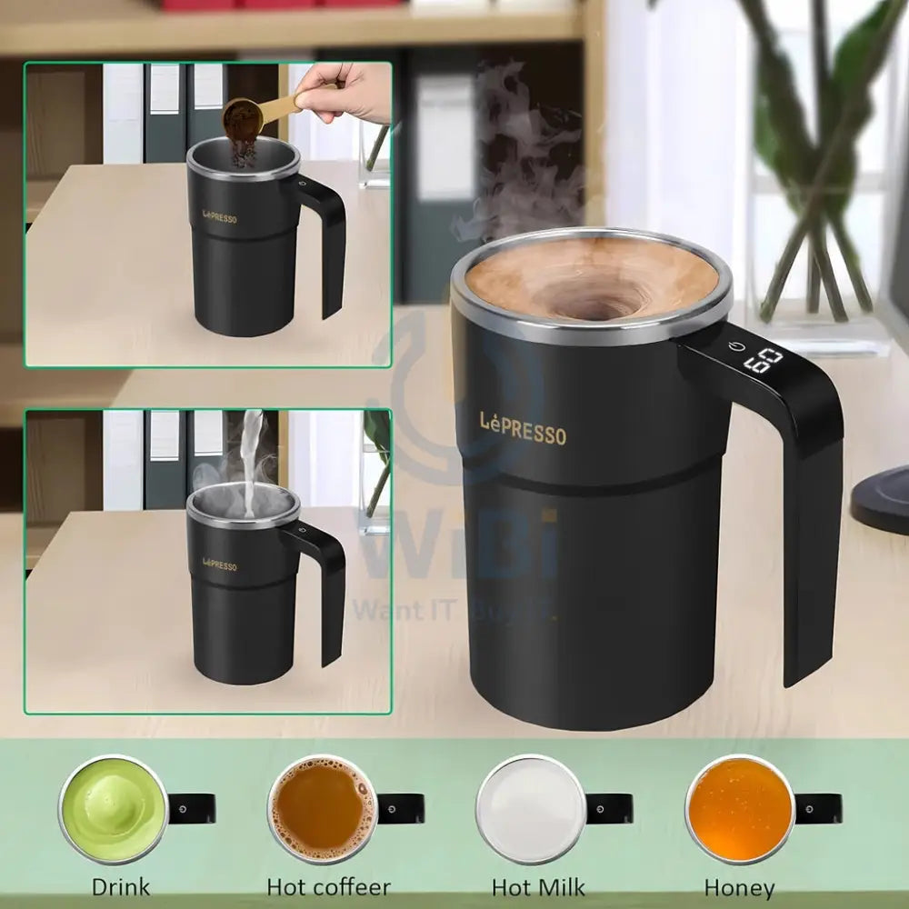 LePresso Stirmagic Auto Stirring Mug - Black Accessories > Smart Devices