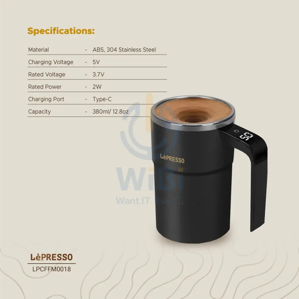 LePresso Stirmagic Auto Stirring Mug - Black Accessories > Smart Devices