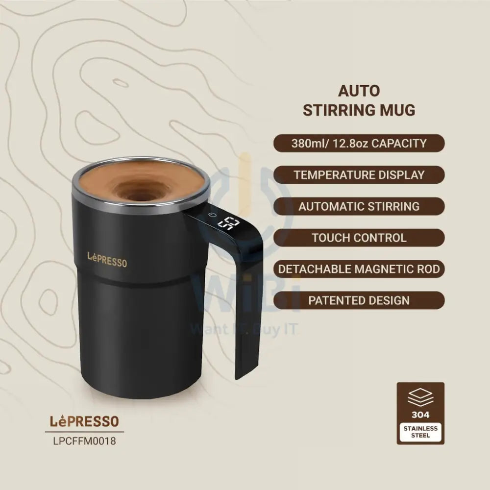 LePresso Stirmagic Auto Stirring Mug - Black Accessories > Smart Devices