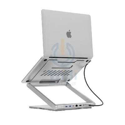 Levelo AeroLink Laptop Stand With Built-In Portable 7 In 1 Hub - Silver Accessories > Other Laptop Accessories