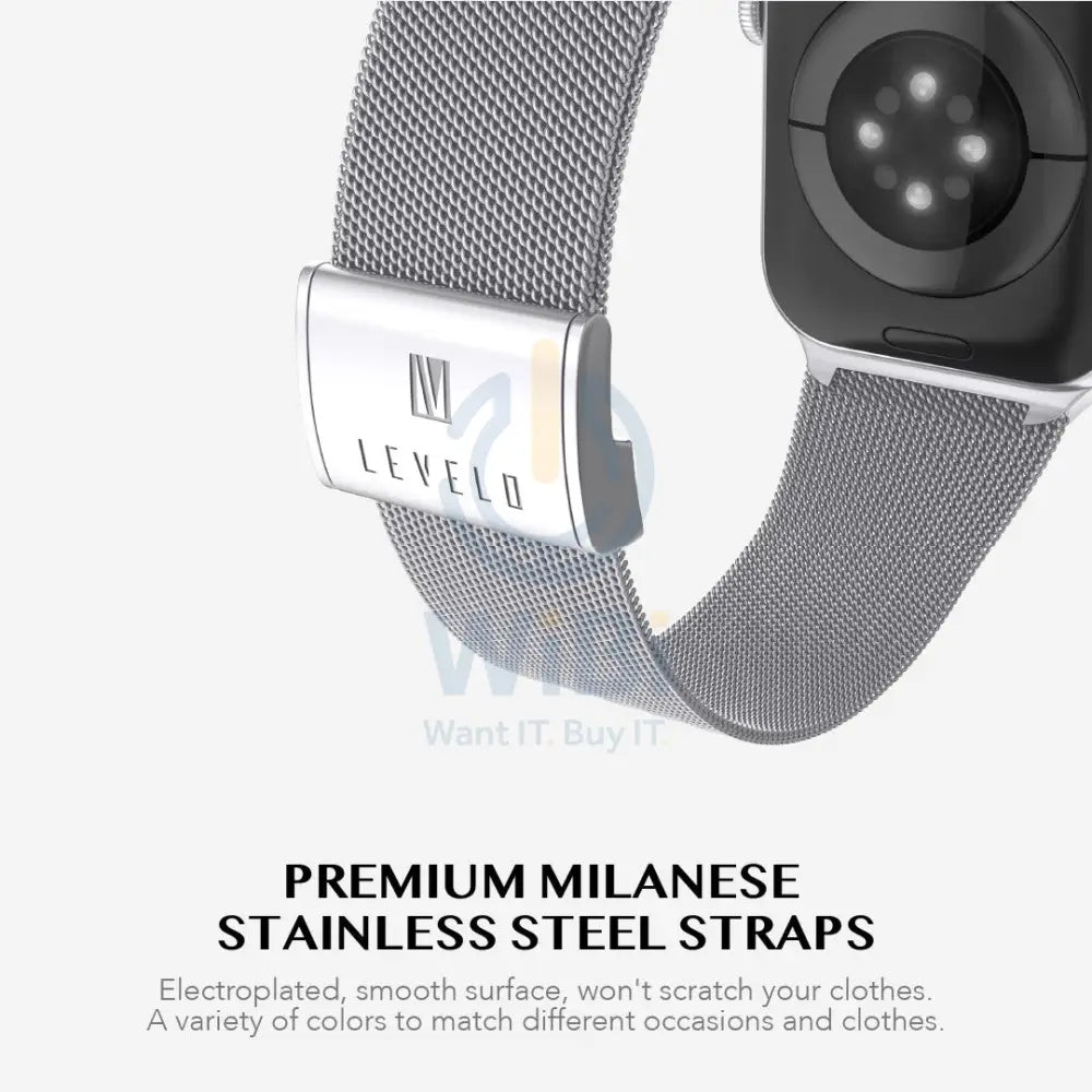 Levelo Double Milanese Watch Strap Apple Watch 38 / 40 / 41mm - Silver Accessories > Smart Watches