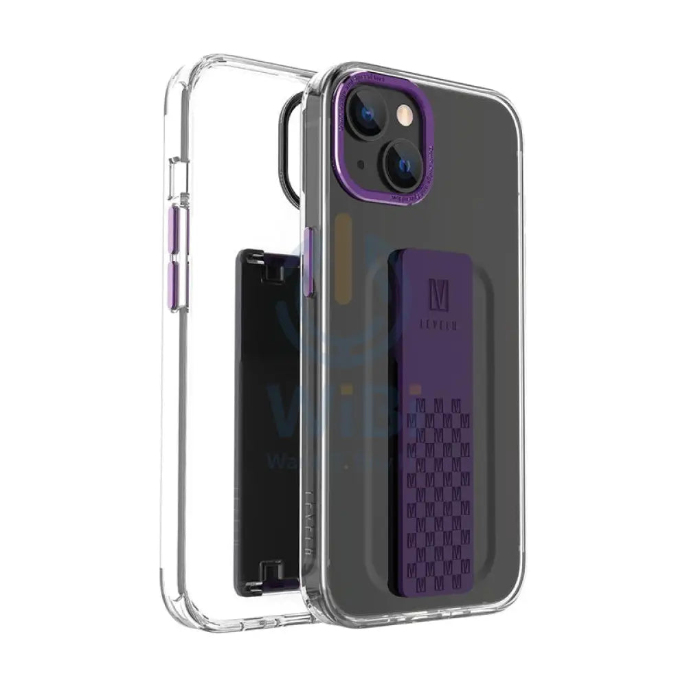 Levelo Graphia IMD Clear Case With Extra Grip - Apple iPhone 14 / Purple Accessories > Mobiles & Tablets > Mobiles >