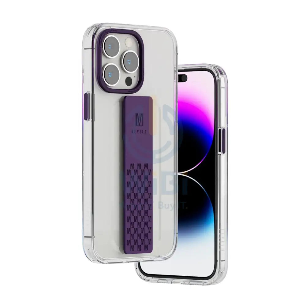 Levelo Graphia IMD Clear Case With Extra Grip - iPhone 14 Pro / Purple Accessories > Mobiles & Tablets > Mobiles