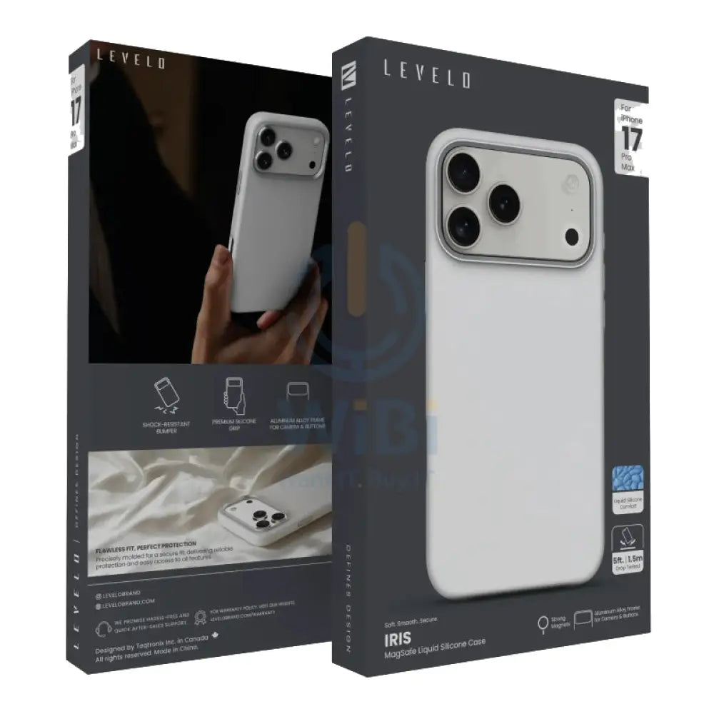 Levelo Iris MagSafe Liquid Silicone Case For Apple iPhone 17 Pro Max - Silver Accessories > Mobiles & Tablets > Mobiles
