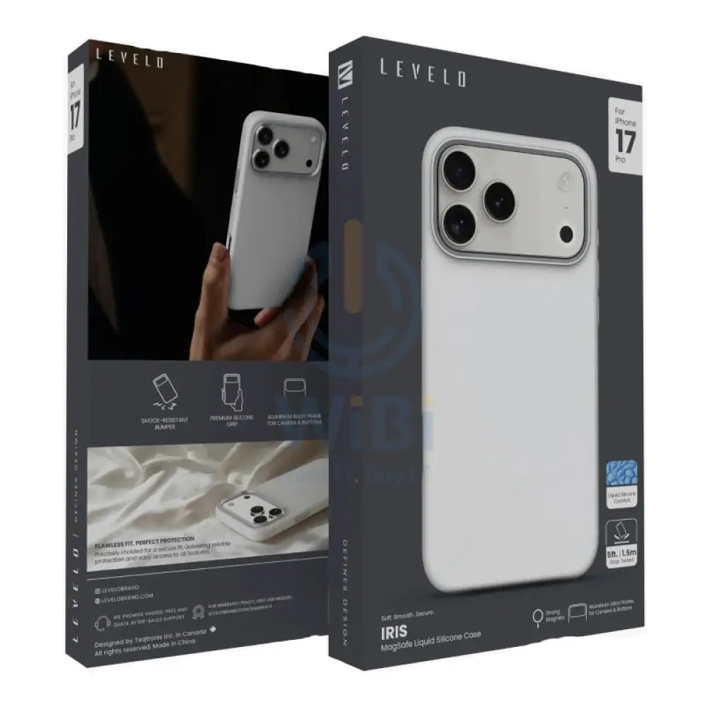 Levelo Iris MagSafe Liquid Silicone Case For Apple iPhone 17 Pro - Silver Accessories > Mobiles & Tablets > Mobiles >