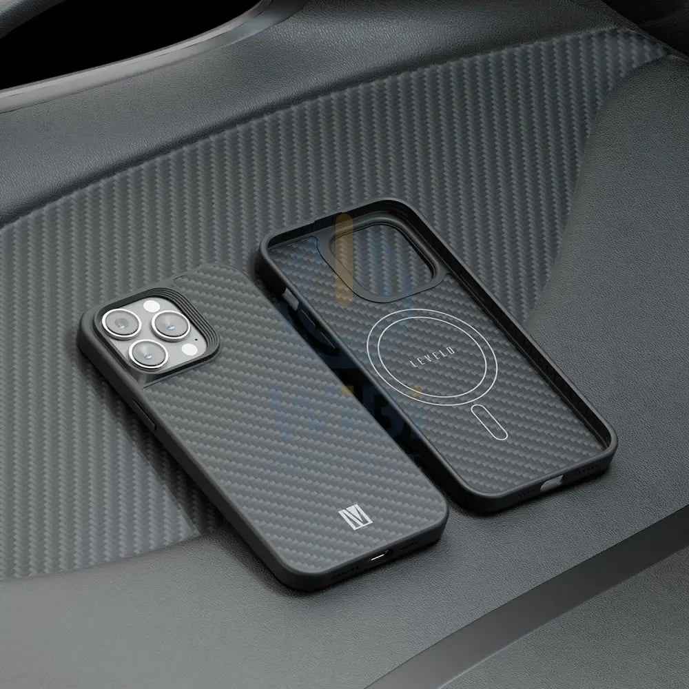 Levelo MagSafe OX Genuine Carbon Fiber iPhone 14 Pro Max - Black Accessories > Mobiles & Tablets > Mobiles > Screen