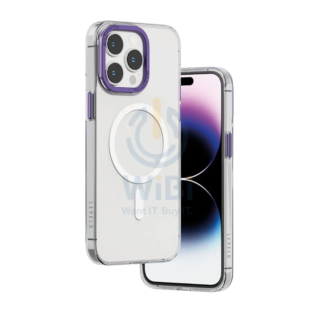 Levelo MagSafe Sensa Clear Back Case iPhone 14 Pro - Clear/Purple Accessories > Mobiles & Tablets > Mobiles > Screen