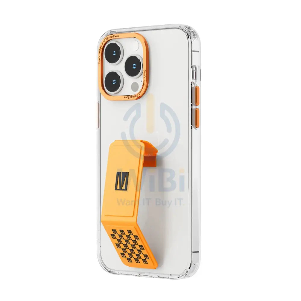 Levelo Morphix Clara Gripstand IMD Clear Back Case - iPhone 14 Pro Max / Orange Accessories > Mobiles & Tablets >