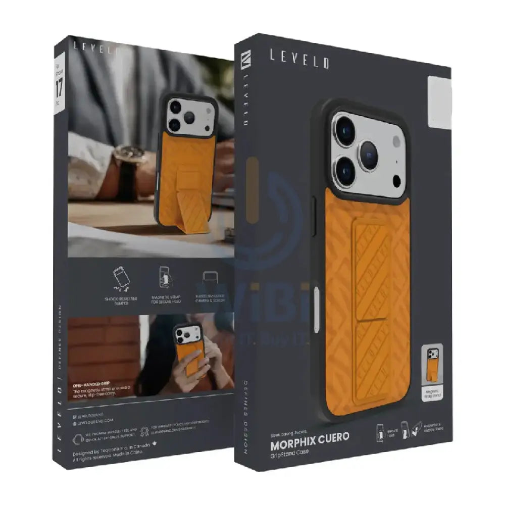 Levelo Morphix Cuero Gripstand Case For Apple iPhone 17 Pro Max - Sunrise Orange Accessories > Mobiles & Tablets >