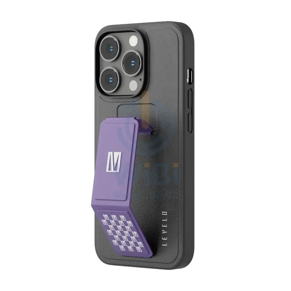 Levelo Morphix Gripstand PU Leather Case - iPhone 14 Pro / Deep Purple Accessories > Mobiles & Tablets > Mobiles