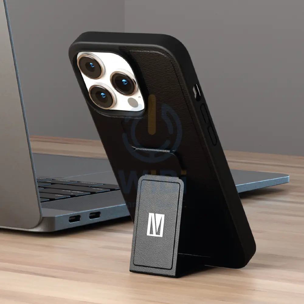 Levelo Morphix Gripstand PU Leather Case - iPhone 14 Pro Max / Black Accessories > Mobiles & Tablets > Mobiles > Covers
