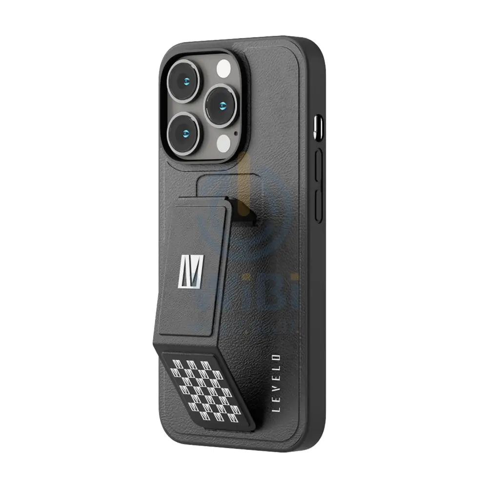 Levelo Morphix Gripstand PU Leather Case - iPhone 14 Pro Max / Black Accessories > Mobiles & Tablets > Mobiles > Covers