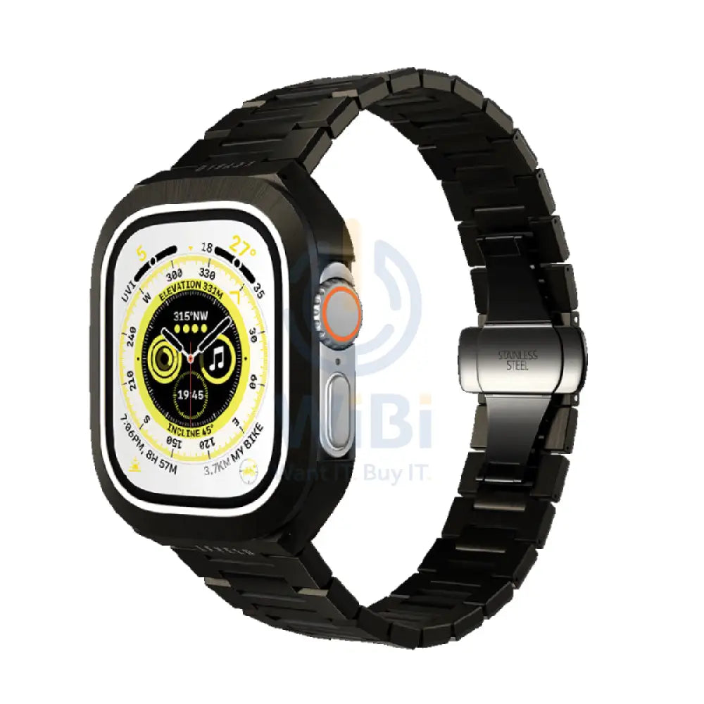 Levelo Royal Stainless Steel Strap and Case - Apple Watch Band 49 / Black Accessories > Smart Watches > Straps