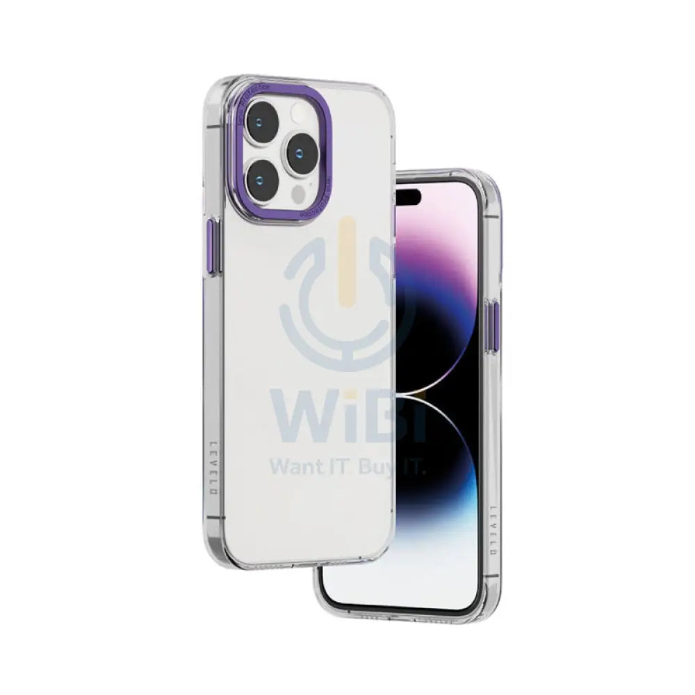 Levelo Sensa Clear Back Case iPhone 14 Pro Max - Clear/Purple Accessories > Mobiles & Tablets > Mobiles > Screen