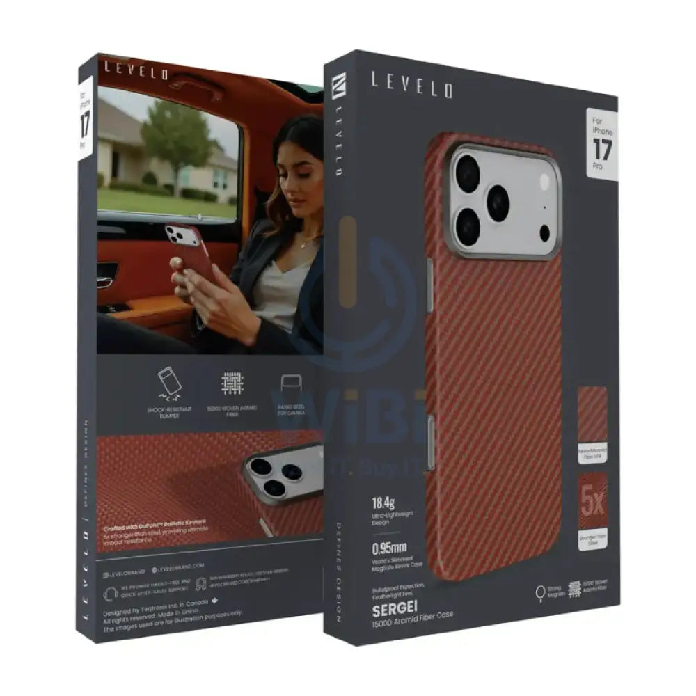 Levelo Sergei 1500D Aramid Fiber Case For Apple iPhone 17 Pro - Sunset Accessories > Mobiles & Tablets > Mobiles >