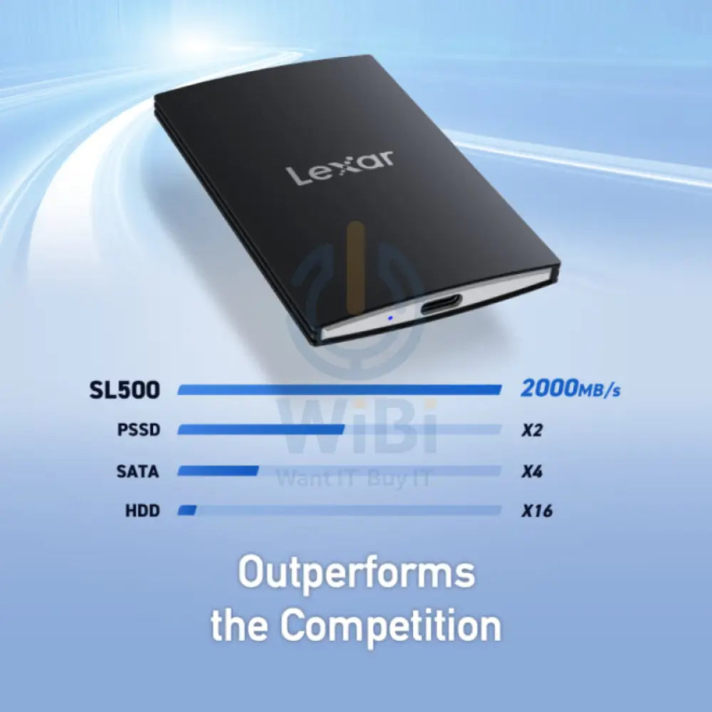 Lexar SL500 Portable SSD - 1TB / Up to 2000MB/s / USB-C 3.2 Gen2x2 / External SSD (Solid State Drive) Storage > USB