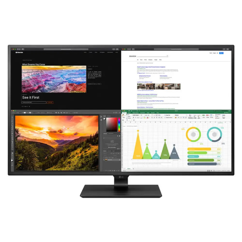 إل جي 4K UHD - 43 بوصة IPS 4K UHD / 8 مللي ثانية / إتش دي إم أي  منفذ العرض / يو اس بي منفذ العرض  يو اس بي/ 60 هرتز - شاشة شاشات  أجهزة العرض > شاشات منفذ العرض