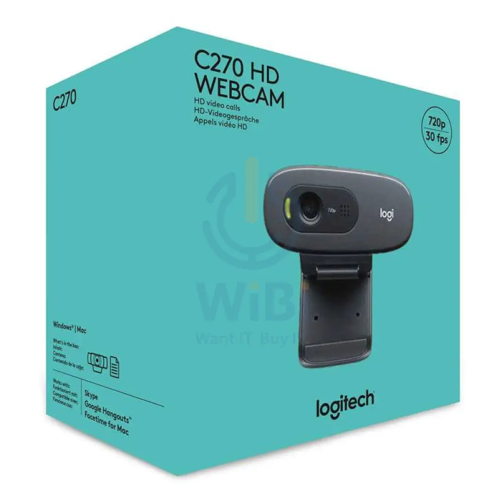 Logitech C270 HD Webcam - 720p / USB 2.0 / Wired / Black - Open - Cables & Peripherals